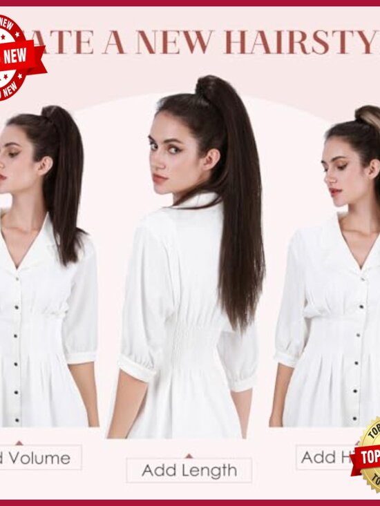 Human Hair Ponytail Extension with Claw Clip, 14 Inch, 105g main image 4